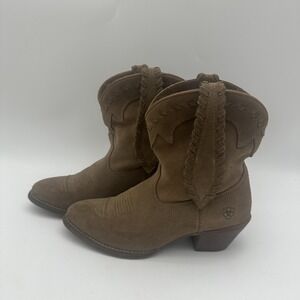Ariat‎ Women's Light Brown Round Toe Ankle Cowboy Boots Size 6.5